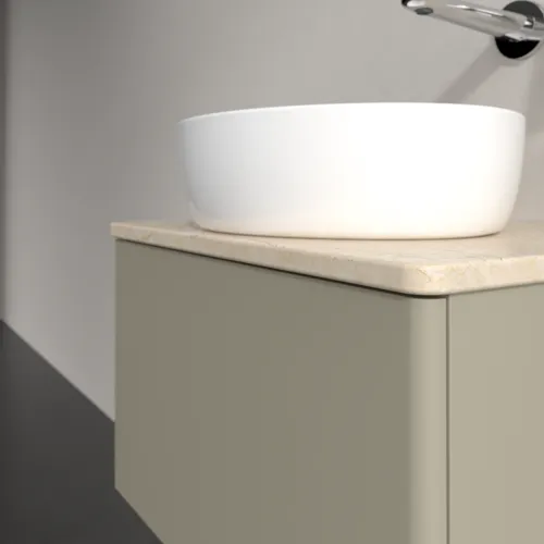Bild von VILLEROY BOCH Antao Waschbeckenunterschrank, mit Beleuchtung, 1 Auszug, 600 x 360 x 500 mm, Front ohne Struktur, Stone Grey Matt Lacquer / Botticino #L29013HK