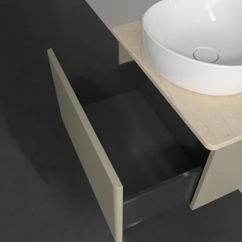 Bild von VILLEROY BOCH Antao Waschbeckenunterschrank, mit Beleuchtung, 1 Auszug, 600 x 360 x 500 mm, Front ohne Struktur, Stone Grey Matt Lacquer / Botticino #L29013HK
