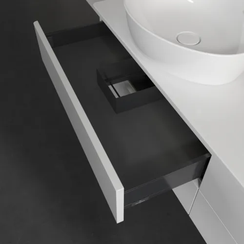 Bild von VILLEROY BOCH Antao Waschbeckenunterschrank, mit Beleuchtung, 4 Auszüge, 1600 x 360 x 500 mm, Front ohne Struktur, Glossy White Lacquer / Glossy White Lacquer #L28050GF