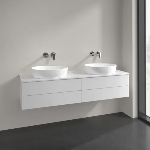 Bild von VILLEROY BOCH Antao Waschbeckenunterschrank, mit Beleuchtung, 4 Auszüge, 1600 x 360 x 500 mm, Front ohne Struktur, Glossy White Lacquer / Glossy White Lacquer #L28050GF