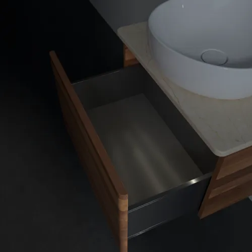 Obrázek VILLEROY BOCH Antao Vanity unit, with lighting, 1 pull-out compartment, 600 x 360 x 500 mm, Front without structure, Warm Walnut / Botticino #L29013HM