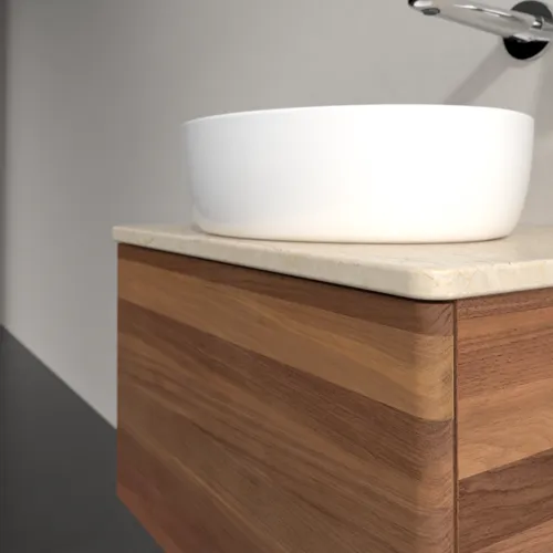 Obrázek VILLEROY BOCH Antao Vanity unit, with lighting, 1 pull-out compartment, 600 x 360 x 500 mm, Front without structure, Warm Walnut / Botticino #L29013HM