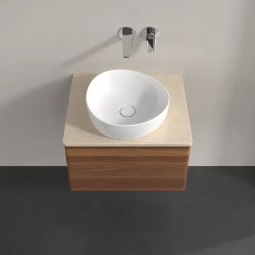 Obrázek VILLEROY BOCH Antao Vanity unit, with lighting, 1 pull-out compartment, 600 x 360 x 500 mm, Front without structure, Warm Walnut / Botticino #L29013HM