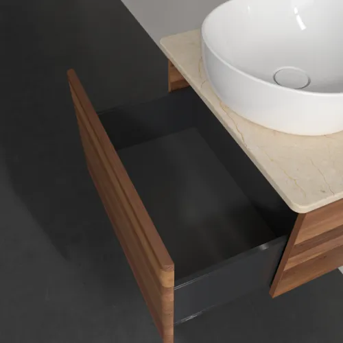 Obrázek VILLEROY BOCH Antao Vanity unit, with lighting, 1 pull-out compartment, 600 x 360 x 500 mm, Front without structure, Warm Walnut / Botticino #L29013HM