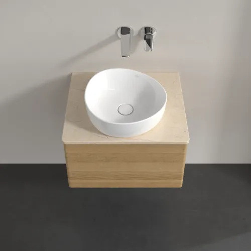 Picture of VILLEROY BOCH Antao Vanity unit, with lighting, 1 pull-out compartment, 600 x 360 x 500 mm, Front without structure, Honey Oak / Botticino #L29013HN