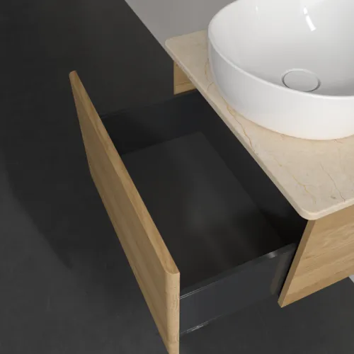 Picture of VILLEROY BOCH Antao Vanity unit, with lighting, 1 pull-out compartment, 600 x 360 x 500 mm, Front without structure, Honey Oak / Botticino #L29013HN
