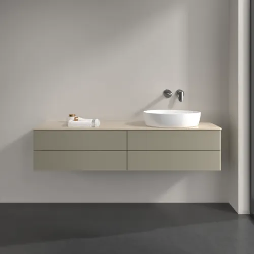 Bild von VILLEROY BOCH Antao Waschbeckenunterschrank, mit Beleuchtung, 4 Auszüge, 1600 x 360 x 500 mm, Front ohne Struktur, Stone Grey Matt Lacquer / Botticino #L27013HK