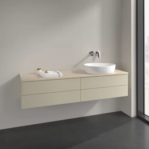 VILLEROY BOCH Antao Waschbeckenunterschrank, mit Beleuchtung, 4 Auszüge, 1600 x 360 x 500 mm, Front ohne Struktur, Silk Grey Matt Lacquer / Botticino #L27013HJ, Bild 2