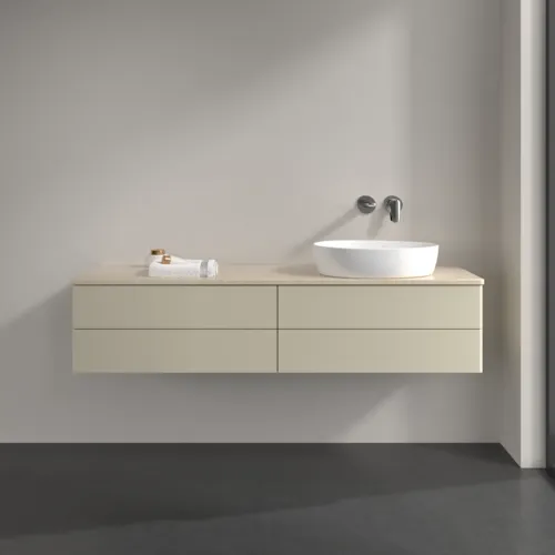 VILLEROY BOCH Antao Waschbeckenunterschrank, mit Beleuchtung, 4 Auszüge, 1600 x 360 x 500 mm, Front ohne Struktur, Silk Grey Matt Lacquer / Botticino #L27013HJ, Bild 3