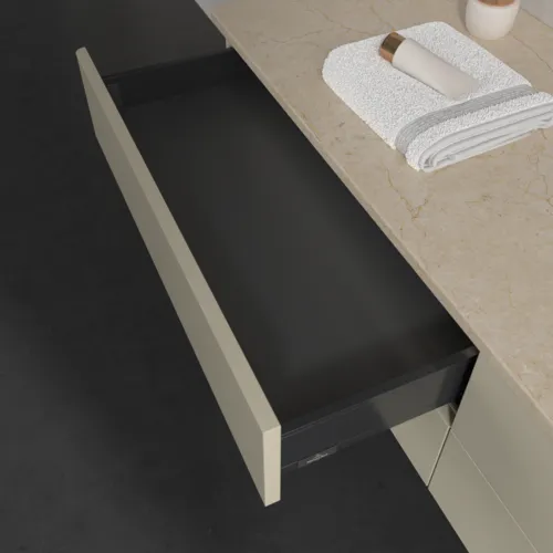 VILLEROY BOCH Antao Waschbeckenunterschrank, mit Beleuchtung, 4 Auszüge, 1600 x 360 x 500 mm, Front ohne Struktur, Silk Grey Matt Lacquer / Botticino #L27013HJ, Bild 7