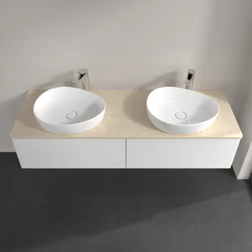Bild von VILLEROY BOCH Antao Waschbeckenunterschrank, mit Beleuchtung, 4 Auszüge, 1600 x 360 x 500 mm, Front ohne Struktur, White Matt Lacquer / Botticino #L28053MT