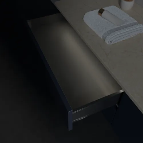 Bild von VILLEROY BOCH Antao Waschbeckenunterschrank, mit Beleuchtung, 4 Auszüge, 1600 x 360 x 500 mm, Front ohne Struktur, Midnight Blue Matt Lacquer / Botticino #L27013HG