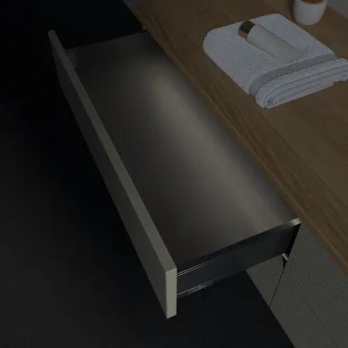 Bild von VILLEROY BOCH Antao Waschbeckenunterschrank, mit Beleuchtung, 4 Auszüge, 1600 x 360 x 500 mm, Front mit Struktur, Stone Grey Matt Lacquer / Honey Oak #L27111HK