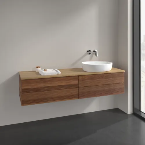 Bild von VILLEROY BOCH Antao Waschbeckenunterschrank, mit Beleuchtung, 4 Auszüge, 1600 x 360 x 500 mm, Front mit Struktur, Warm Walnut / Honey Oak #L27111HM