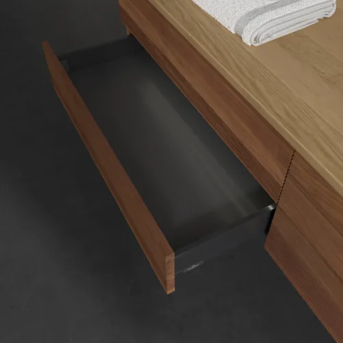 Bild von VILLEROY BOCH Antao Waschbeckenunterschrank, mit Beleuchtung, 4 Auszüge, 1600 x 360 x 500 mm, Front mit Struktur, Warm Walnut / Honey Oak #L27111HM
