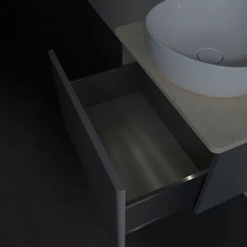 Bild von VILLEROY BOCH Antao Waschbeckenunterschrank, mit Beleuchtung, 1 Auszug, 600 x 360 x 500 mm, Front ohne Struktur, Anthracite Matt Lacquer / Botticino #L29013GK