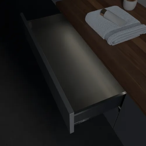 Bild von VILLEROY BOCH Antao Waschbeckenunterschrank, mit Beleuchtung, 4 Auszüge, 1600 x 360 x 500 mm, Front ohne Struktur, Anthracite Matt Lacquer / Warm Walnut #L27012GK