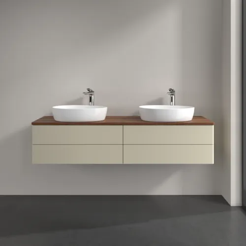 Bild von VILLEROY BOCH Antao Waschbeckenunterschrank, mit Beleuchtung, 4 Auszüge, 1600 x 360 x 500 mm, Front ohne Struktur, Silk Grey Matt Lacquer / Warm Walnut #L28052HJ
