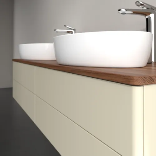 Bild von VILLEROY BOCH Antao Waschbeckenunterschrank, mit Beleuchtung, 4 Auszüge, 1600 x 360 x 500 mm, Front ohne Struktur, Silk Grey Matt Lacquer / Warm Walnut #L28052HJ