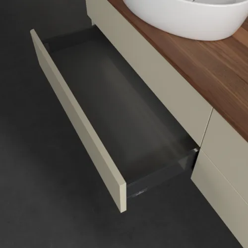 Bild von VILLEROY BOCH Antao Waschbeckenunterschrank, mit Beleuchtung, 4 Auszüge, 1600 x 360 x 500 mm, Front ohne Struktur, Silk Grey Matt Lacquer / Warm Walnut #L28052HJ