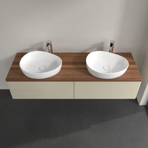 Bild von VILLEROY BOCH Antao Waschbeckenunterschrank, mit Beleuchtung, 4 Auszüge, 1600 x 360 x 500 mm, Front ohne Struktur, Silk Grey Matt Lacquer / Warm Walnut #L28052HJ