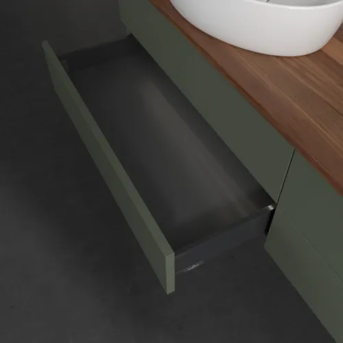 Bild von VILLEROY BOCH Antao Waschbeckenunterschrank, mit Beleuchtung, 4 Auszüge, 1600 x 360 x 500 mm, Front ohne Struktur, Leaf Green Matt Lacquer / Warm Walnut #L28052HL