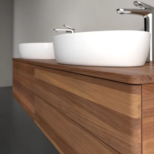 Bild von VILLEROY BOCH Antao Waschbeckenunterschrank, mit Beleuchtung, 4 Auszüge, 1600 x 360 x 500 mm, Front ohne Struktur, Warm Walnut / Warm Walnut #L28052HM