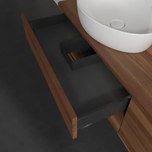 Bild von VILLEROY BOCH Antao Waschbeckenunterschrank, mit Beleuchtung, 4 Auszüge, 1600 x 360 x 500 mm, Front ohne Struktur, Warm Walnut / Warm Walnut #L28052HM