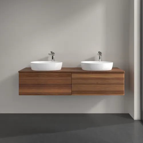 Bild von VILLEROY BOCH Antao Waschbeckenunterschrank, mit Beleuchtung, 4 Auszüge, 1600 x 360 x 500 mm, Front ohne Struktur, Warm Walnut / Warm Walnut #L28052HM
