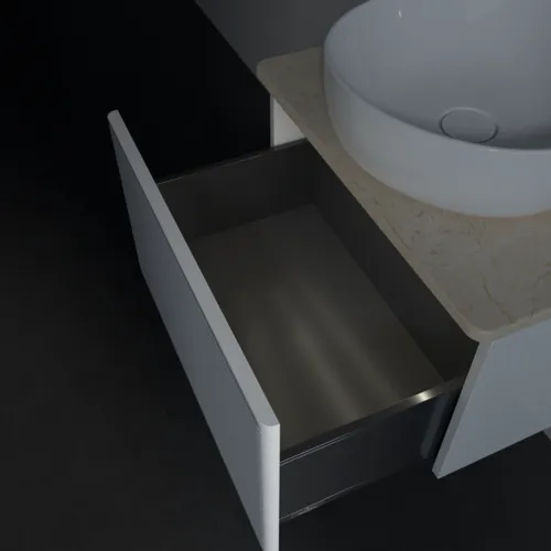 Bild von VILLEROY BOCH Antao Waschbeckenunterschrank, mit Beleuchtung, 1 Auszug, 600 x 360 x 500 mm, Front mit Struktur, Glossy White Lacquer / Botticino #L29113GF