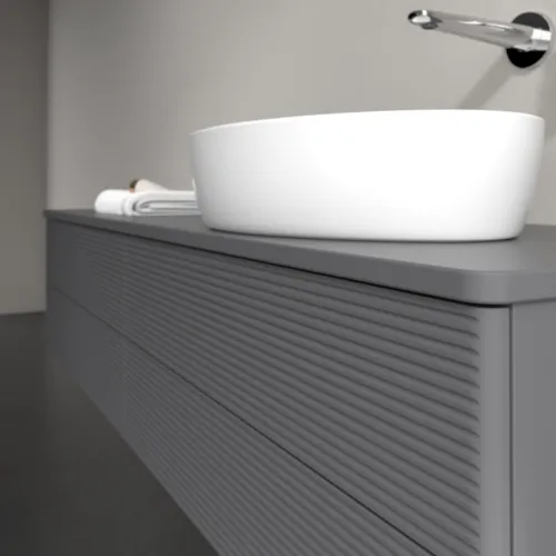 Bild von VILLEROY BOCH Antao Waschbeckenunterschrank, mit Beleuchtung, 4 Auszüge, 1600 x 360 x 500 mm, Front mit Struktur, Anthracite Matt Lacquer / Anthracite Matt Lacquer #L27110GK