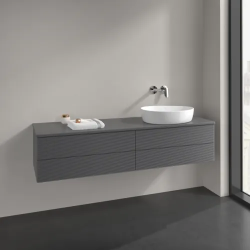 Bild von VILLEROY BOCH Antao Waschbeckenunterschrank, mit Beleuchtung, 4 Auszüge, 1600 x 360 x 500 mm, Front mit Struktur, Anthracite Matt Lacquer / Anthracite Matt Lacquer #L27110GK