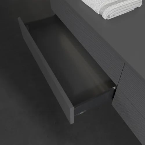 Bild von VILLEROY BOCH Antao Waschbeckenunterschrank, mit Beleuchtung, 4 Auszüge, 1600 x 360 x 500 mm, Front mit Struktur, Anthracite Matt Lacquer / Anthracite Matt Lacquer #L27110GK
