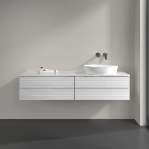 Bild von VILLEROY BOCH Antao Waschbeckenunterschrank, mit Beleuchtung, 4 Auszüge, 1600 x 360 x 500 mm, Front mit Struktur, Glossy White Lacquer / Glossy White Lacquer #L27110GF