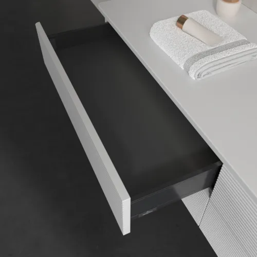 Bild von VILLEROY BOCH Antao Waschbeckenunterschrank, mit Beleuchtung, 4 Auszüge, 1600 x 360 x 500 mm, Front mit Struktur, Glossy White Lacquer / Glossy White Lacquer #L27110GF