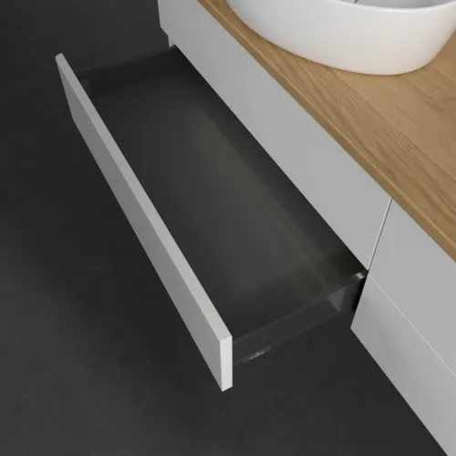 Bild von VILLEROY BOCH Antao Waschbeckenunterschrank, mit Beleuchtung, 4 Auszüge, 1600 x 360 x 500 mm, Front ohne Struktur, Glossy White Lacquer / Honey Oak #L28051GF