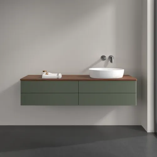 Bild von VILLEROY BOCH Antao Waschbeckenunterschrank, mit Beleuchtung, 4 Auszüge, 1600 x 360 x 500 mm, Front ohne Struktur, Leaf Green Matt Lacquer / Warm Walnut #L27012HL