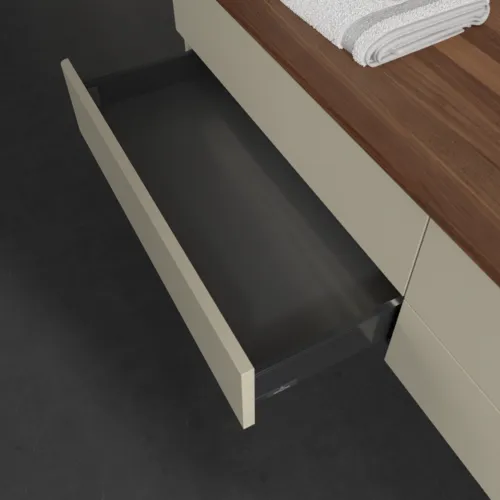 Bild von VILLEROY BOCH Antao Waschbeckenunterschrank, mit Beleuchtung, 4 Auszüge, 1600 x 360 x 500 mm, Front ohne Struktur, Silk Grey Matt Lacquer / Warm Walnut #L27012HJ