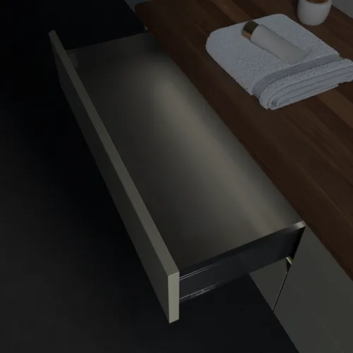 Bild von VILLEROY BOCH Antao Waschbeckenunterschrank, mit Beleuchtung, 4 Auszüge, 1600 x 360 x 500 mm, Front ohne Struktur, Stone Grey Matt Lacquer / Warm Walnut #L27012HK