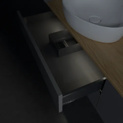 Bild von VILLEROY BOCH Antao Waschbeckenunterschrank, mit Beleuchtung, 4 Auszüge, 1600 x 360 x 500 mm, Front ohne Struktur, Anthracite Matt Lacquer / Honey Oak #L28051GK