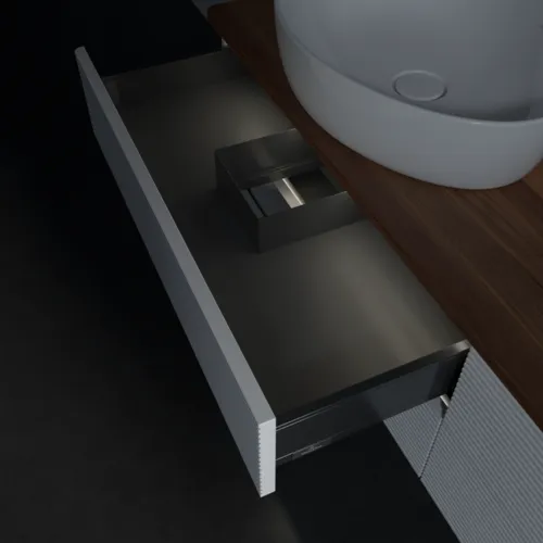 Bild von VILLEROY BOCH Antao Waschbeckenunterschrank, mit Beleuchtung, 4 Auszüge, 1600 x 360 x 500 mm, Front mit Struktur, White Matt Lacquer / Warm Walnut #L28152MT