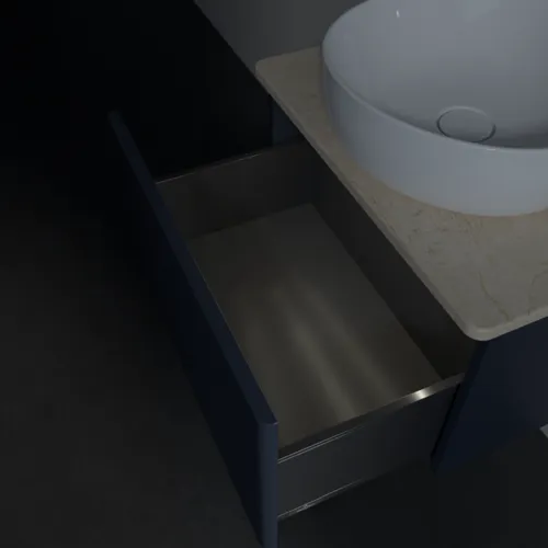 Bild von VILLEROY BOCH Antao Waschbeckenunterschrank, mit Beleuchtung, 1 Auszug, 600 x 360 x 500 mm, Front mit Struktur, Midnight Blue Matt Lacquer / Botticino #L29113HG