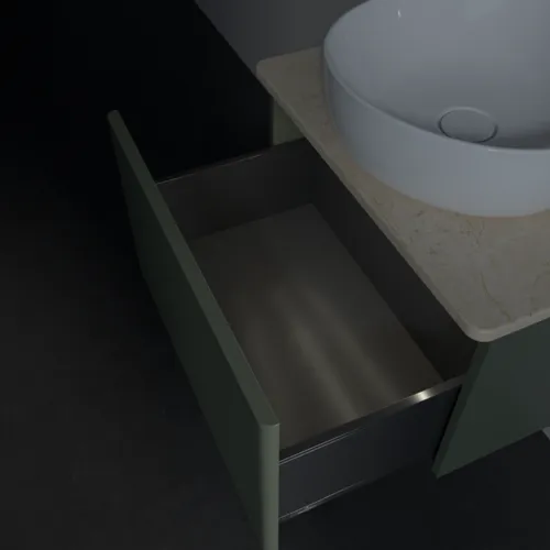 Obrázek VILLEROY BOCH Antao Vanity unit, with lighting, 1 pull-out compartment, 600 x 360 x 500 mm, Front with grain texture, Leaf Green Matt Lacquer / Botticino #L29113HL