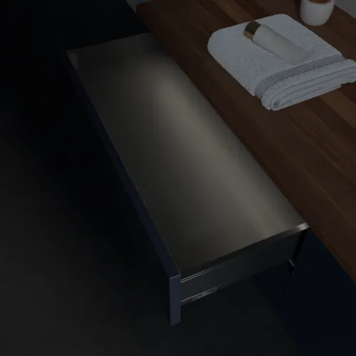 Bild von VILLEROY BOCH Antao Waschbeckenunterschrank, mit Beleuchtung, 4 Auszüge, 1600 x 360 x 500 mm, Front ohne Struktur, Midnight Blue Matt Lacquer / Warm Walnut #L27012HG