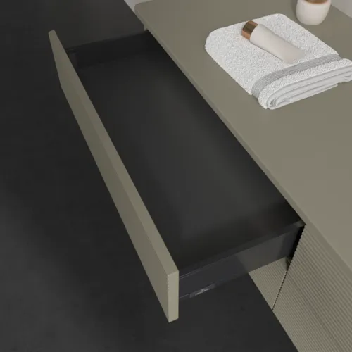 Bild von VILLEROY BOCH Antao Waschbeckenunterschrank, mit Beleuchtung, 4 Auszüge, 1600 x 360 x 500 mm, Front mit Struktur, Stone Grey Matt Lacquer / Stone Grey Matt Lacquer #L27110HK