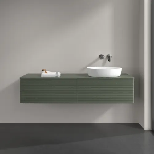 Bild von VILLEROY BOCH Antao Waschbeckenunterschrank, mit Beleuchtung, 4 Auszüge, 1600 x 360 x 500 mm, Front mit Struktur, Leaf Green Matt Lacquer / Leaf Green Matt Lacquer #L27110HL
