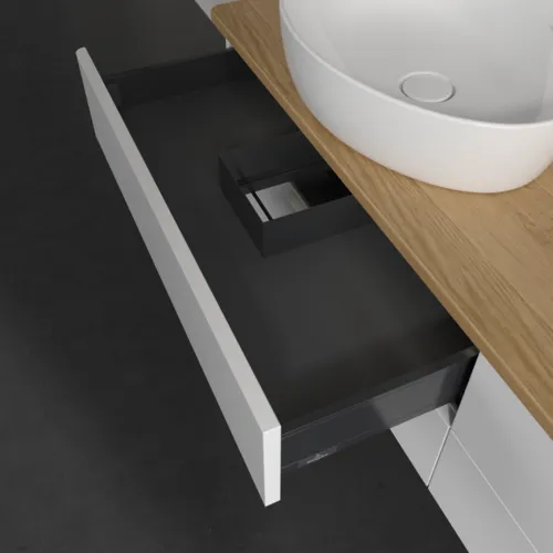 Bild von VILLEROY BOCH Antao Waschbeckenunterschrank, mit Beleuchtung, 4 Auszüge, 1600 x 360 x 500 mm, Front ohne Struktur, White Matt Lacquer / Honey Oak #L26051MT