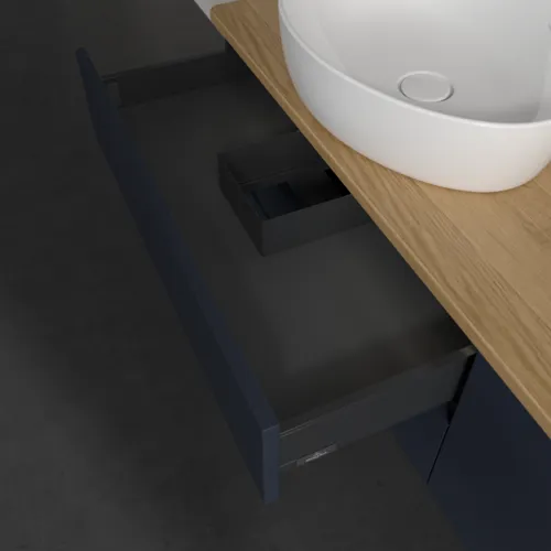 Bild von VILLEROY BOCH Antao Waschbeckenunterschrank, mit Beleuchtung, 4 Auszüge, 1600 x 360 x 500 mm, Front ohne Struktur, Midnight Blue Matt Lacquer / Honey Oak #L28051HG
