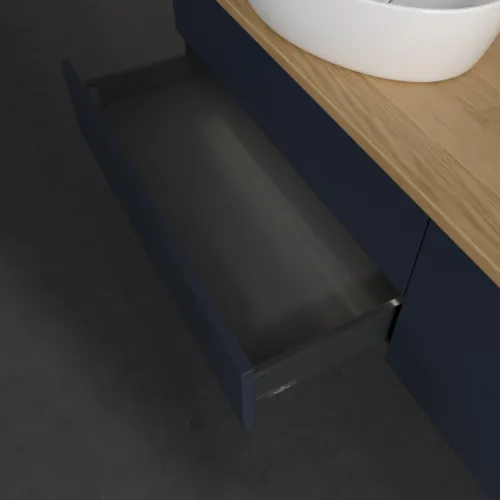 Bild von VILLEROY BOCH Antao Waschbeckenunterschrank, mit Beleuchtung, 4 Auszüge, 1600 x 360 x 500 mm, Front ohne Struktur, Midnight Blue Matt Lacquer / Honey Oak #L28051HG