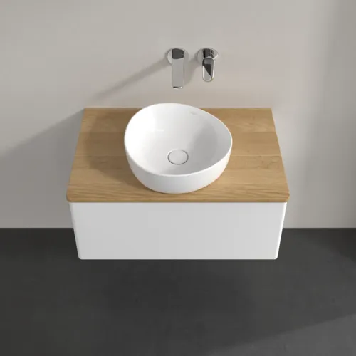 Bild von VILLEROY BOCH Antao Waschbeckenunterschrank, mit Beleuchtung, 1 Auszug, 800 x 360 x 500 mm, Front ohne Struktur, White Matt Lacquer / Honey Oak #L30011MT
